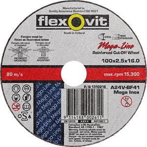 CUT OFF WHEEL - MEGA INOX FLEXOVIT -   100 x 2.5 x 16