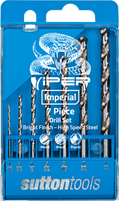 DRILL BIT SET -  VIPER -  7PCE IMPERIAL - HSS