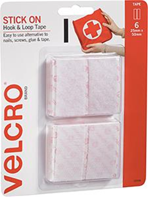 VELCRO HOOK & LOOP - WHITE - 6 PIECE