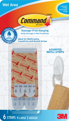 PICTURE HANGER  WET AREA REFILL STRIPS - ASSORTED  - COMMAND