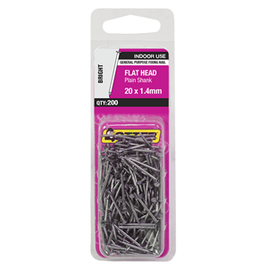 NAILS - FLAT HEAD BRIGHT - 20 x 1.4mm - PACK  of 200