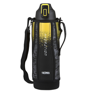 WATER BOTTLE - THERMOS - 1.5 LITRE - WITH POUCH & CARRY STRAP  - YELLOW/BLACK