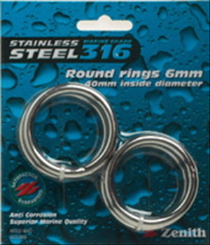 RING - WELDED MARINE GRADE STAINLESS STEEL 316 -   6x40mm  - 4 PACK