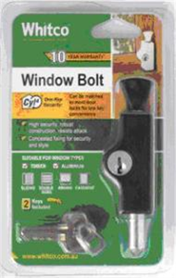 WINDOW BOLT LOCK - BLACK - 4 CYLINDER - WHITCO - Pk1