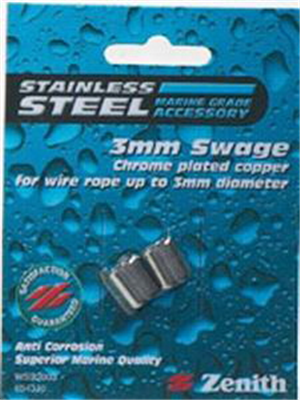FERRULE -  WIRE ROPE -  3mm -  STAINLESS STEEL -  2 PACK