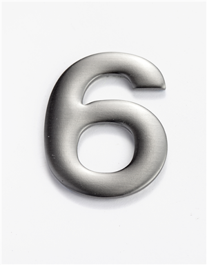 NUMERAL - No. 6 - SELF ADHESIVE - STAINLESS STEEL - 50mm