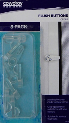 FLYSCREEN CLIPS - SWIVEL CLEAR - 1.6mm - 8 PACK - COWDROY
