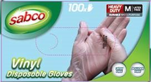 GLOVES - DISPOSABLE - MEDIUM - 100 PACK - SABCO - HEAVY DUTY VINYL