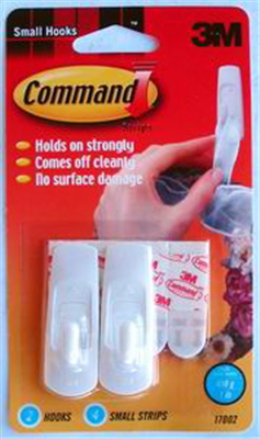 HOOK - SMALL WHITE - 2 PACK - COMMAND - REMOVABLE