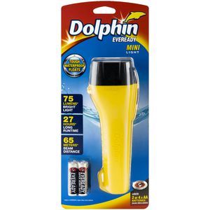 DOLPHIN -  MINI TORCH - 65 METRE BEAM -  4AA EVEREADY - WATERPROOF