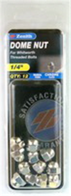 NUTS - DOME NUTS - STEEL - CHROME PLATED - 1/4" - 12 PACK - MACSIM