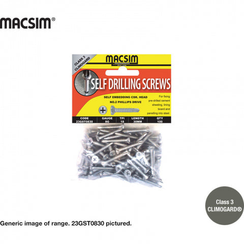 SELF EMBEDDING CSK HEAD SCREWS - 8g x 30mm -  SELF DRILLING - PKT 100