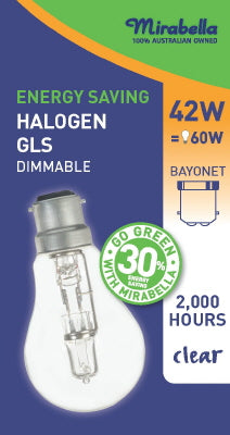 LIGHT GLOBE - GLS - HALOGEN - BC  - 42W - CLEAR