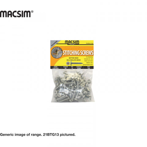 STITCHING  SCREWS - GALVANISED  - BUTTON HEAD - 8 X 32MM - PKT 100