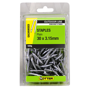 STAPLE NAILS - GALVANISED  - 30 X 4.0mm - 500g