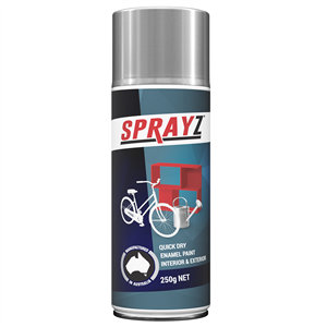 SPRAY PAINT - SILVER ENAMEL AEROSOL - 250G - SPRAYZ