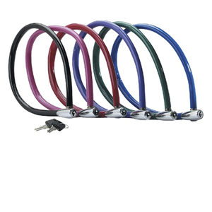 BIKE LOCK - WIRE ROPE - KEYED - ASSORTED COLOURS