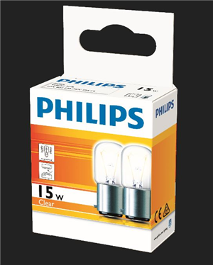 GLOBE -PILOT - CLEAR BC - 15W  - Pkt 2 - PHILLIPS