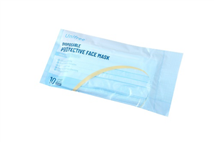 MASKS  - PROTECTIVE FACE MASKS 9.5cmx 17.5cm - 10  PACK - DISPOSABLE