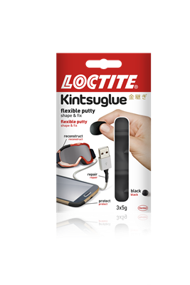 GLUE - KINTSUGLUE - FLEXIBLE PUTTY - 3x5G - BLACK - LOCTITE