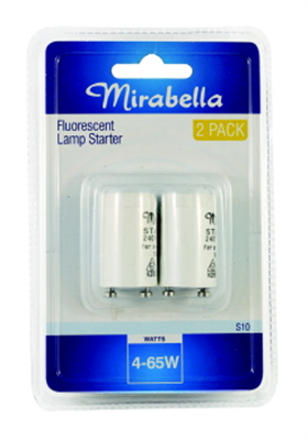 STARTER - FOR FLUORESCENT TUBES - 4W TO 65W - 2 PACK