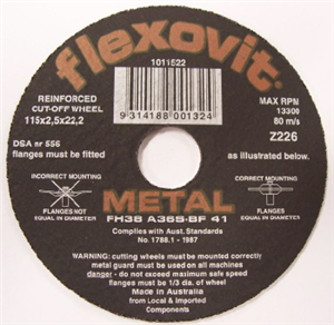 CUT OFF WHEEL - METAL  115 x 2.5 x 22