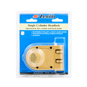 DEADLOCK - SINGLE CYLINDER - BRASS PLATED - ZENITH