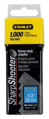 STAPLES -  12mm  -   BOX OF 1000 - HEAVY DUTY - STANLEY