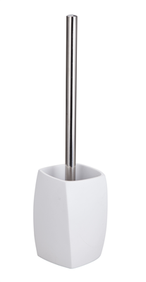 TOILET BRUSH HOLDER SET - WHITE - SQUARE - CERAMIC