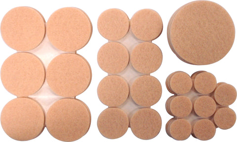 FELT PADS  - ROUND - ASSORTED SIZES - 56 PIECES