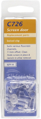 FLYSCREEN CLIPS - OFFSET CLEAR - 11mm - 8 PACK - C726