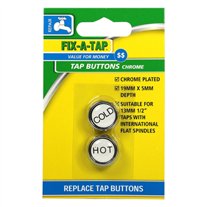 TAP BUTTON - CHROME PLATE 10MM - HOT & COLD