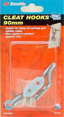 CLEAT HOOKS - 90mm - ZINC PLATED - 2 PACK