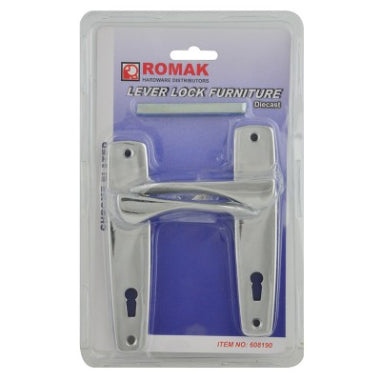 LEVER LOCK SET - CHROME PLATED -  ROMAK