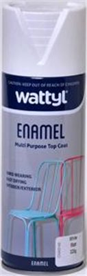 SPRAY PAINT - MATT WHITE ENAMEL AEROSOL - 325G - WATTYL