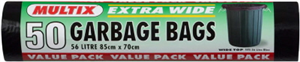 GARBAGE BAGS - BLACK - 56 LITRE - ROLL OF 50