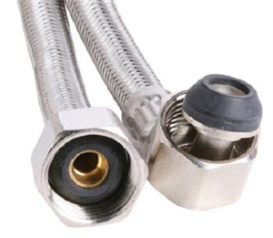 CONNECTOR WATER HOSE STAINLESS STEEL 8x450mm 1/2"x1/2"F ELBOW
