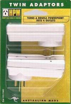 DOUBLE ADAPTOR 2PK FLAT L&R White 10Amp