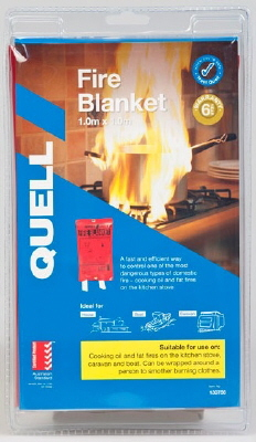 FIRE BLANKET FIBREGLASS 1m X 1m QUELL