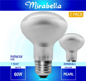 GLOBE REFLECTOR -  R80 -  60W -   2 PACK