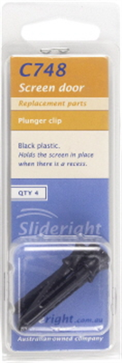 PIN PLUNGER - PLUNGER  CLIP - FLYSCREEN - PLASTIC BLACK 4 PACK