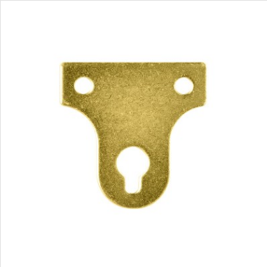 KEYHOLE HANGING PLATES - BELL SHAPED - BRASS PLATED - 38x38mm - 3 PACK
