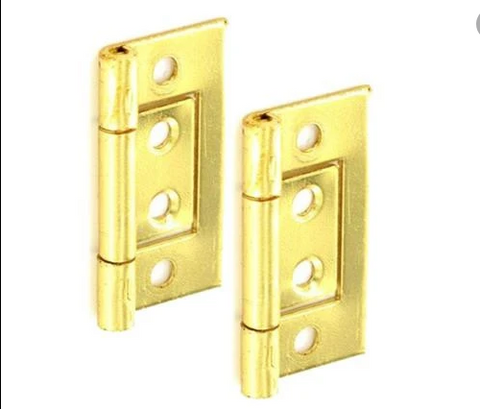 FLUSH HINGE - 50x35x1.2mm - BRASS PLATED - FIXED PIN - 2 PACK
