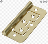 FLUSH HINGE - 100x61x1.6mm - BRASS PLATED - FIXED PIN - 2 PACK