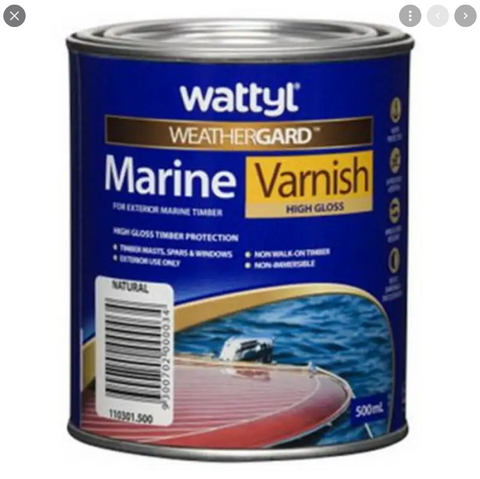 MARINE VARNISH - WEATHERGARD - HIGH GLOSS - 500mls - WATTYL