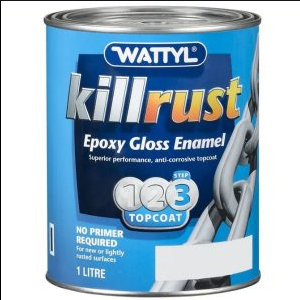 WATTYL KILLRUST EPOXY GLOSS ENAMEL - MATT BLACK - 1 Litre