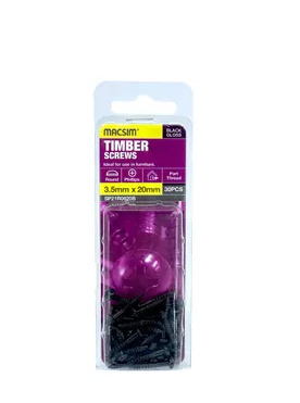 WOOD SCREWS  - 5mm x 50mm -  COUNTERSUNK - BLACK - 20 PACK