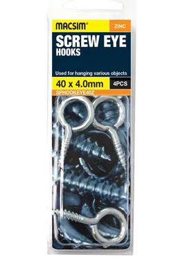 SCREW EYE - ZP  - 50mm x 4.8 DIAMETER - PKT 3