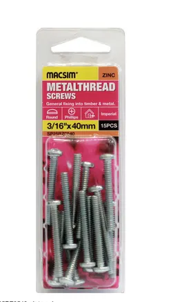 METAL THREAD - BOLT - 1/4 x 20mm - ROUND HEAD - ZP