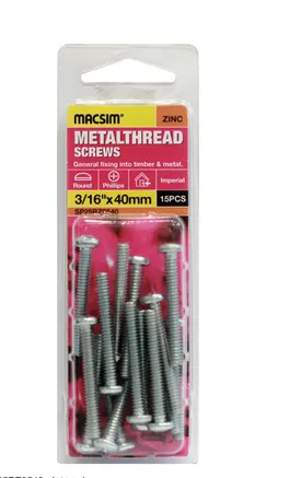 METAL THREAD - BOLT - 1/4 x 25mm - ROUND HEAD - ZP